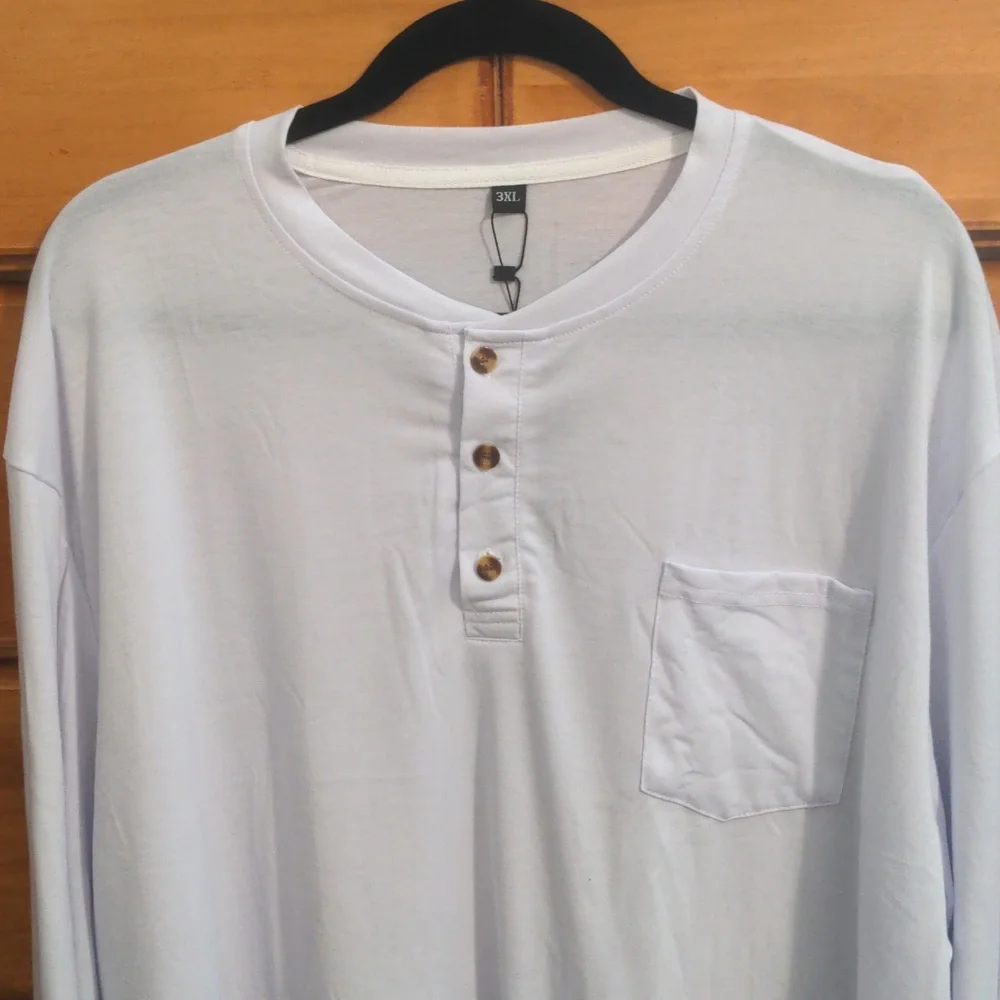 Uni Clau Men's Big & Tall Long Sleeve White Pocket T-shirt. Size 3 X - Picture 2 of 6